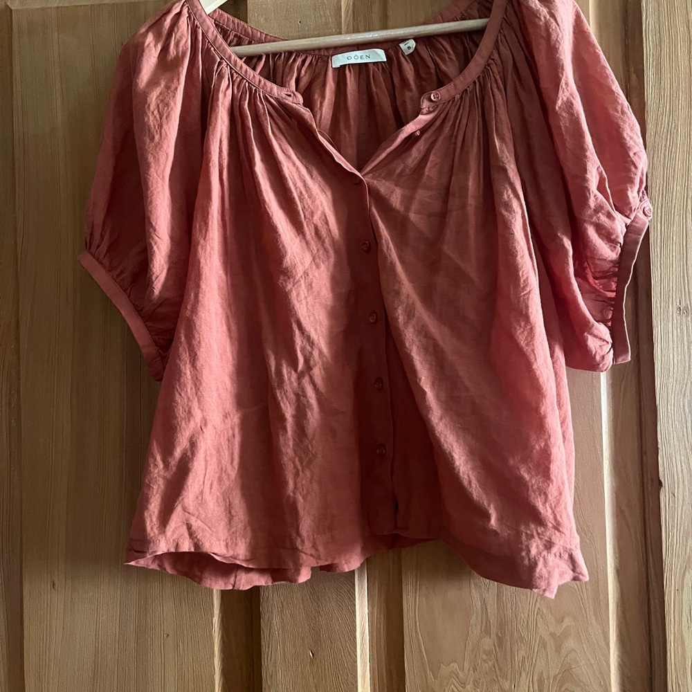 Doen Terracotta Button-Up Blouse